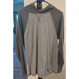 Men's Gray‎ Pony Hooded Long Sleeve Baseball Tee Size Medium
